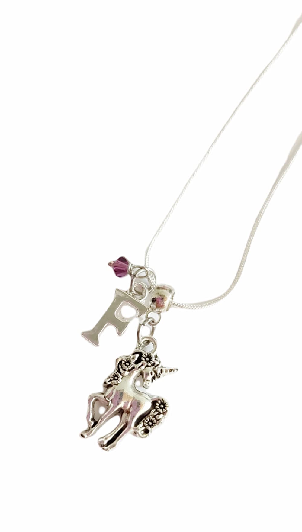 Personalized Initial Unicorn Charm Necklace with Genuine Crystal - Handmade Jewelry Gift for Women, Girls, Teens | Birthday, Christmas, Valentine's Day Present