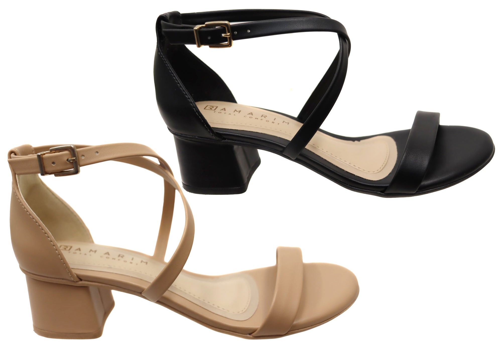 Ramarim Total Comfort Women's Mid Heel Sandals - Brazilian Made Leather Summer Shoes for Walking, Travel & Casual Outfits