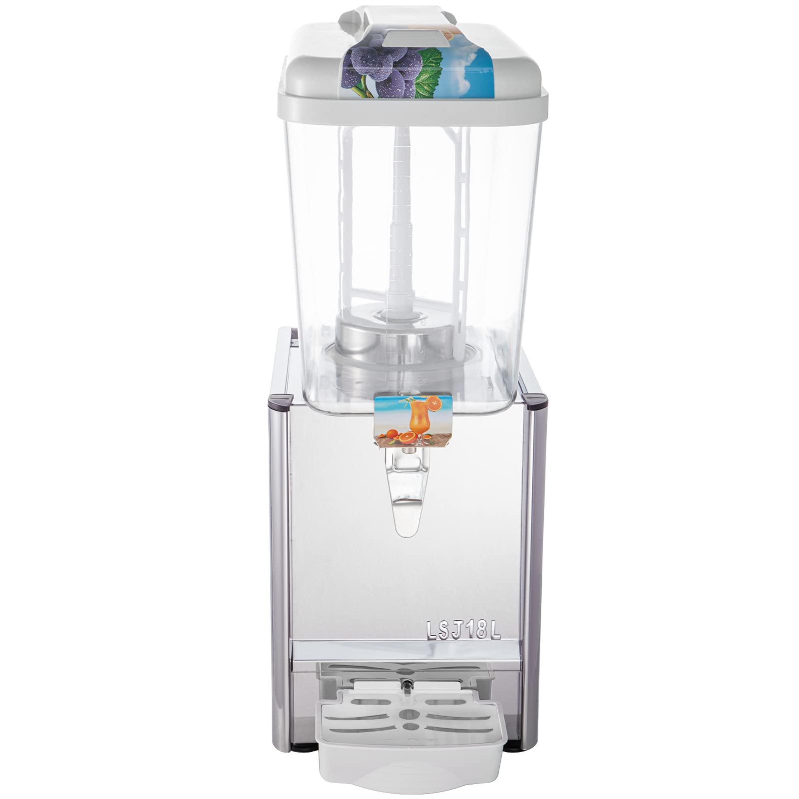 VEVOR 110V Commercial Beverage Dispenser, 4.8 Gallon (18L) Stainless Steel Juice & Iced Tea Dispenser with Thermostat Control - 200W Food-Grade Drink Dispenser for Restaurants, Cafes, and Catering Events