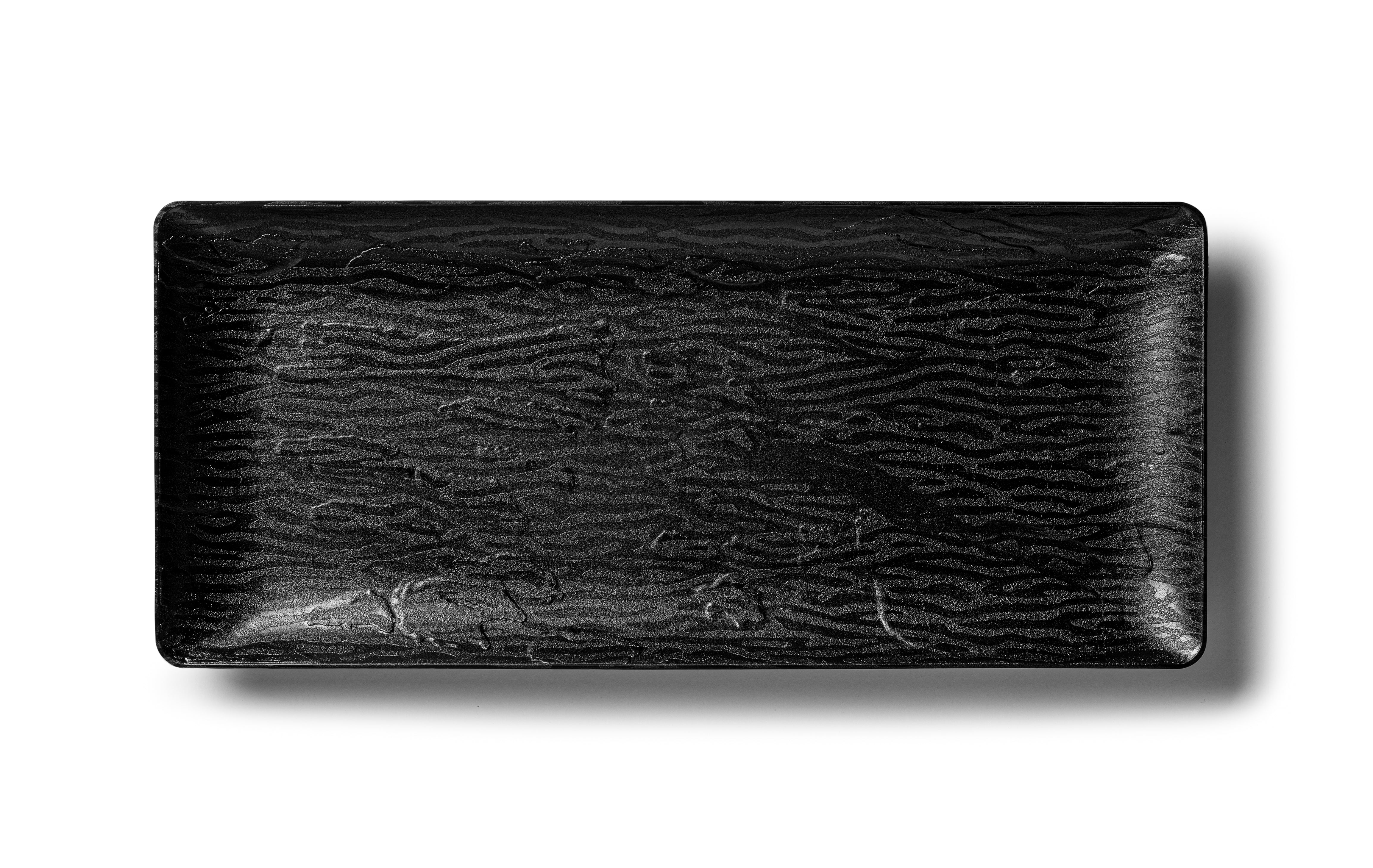 6.25 x 14 Inch Rectangle Black Serving Tray Set of 5 - Durable Plastic Serving Trays for Dining, Buffet, Party, Kitchen & Home Decor