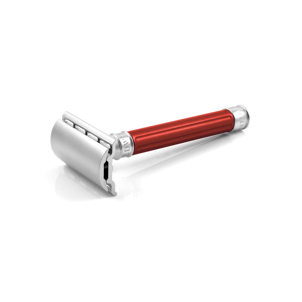 Edwin Jagger 3ONE6 Stainless Steel Safety Razor - Red | Premium Men's Shaving Razor for Smooth & Close Shave | Perfect for Travel, Gifts & Daily Grooming