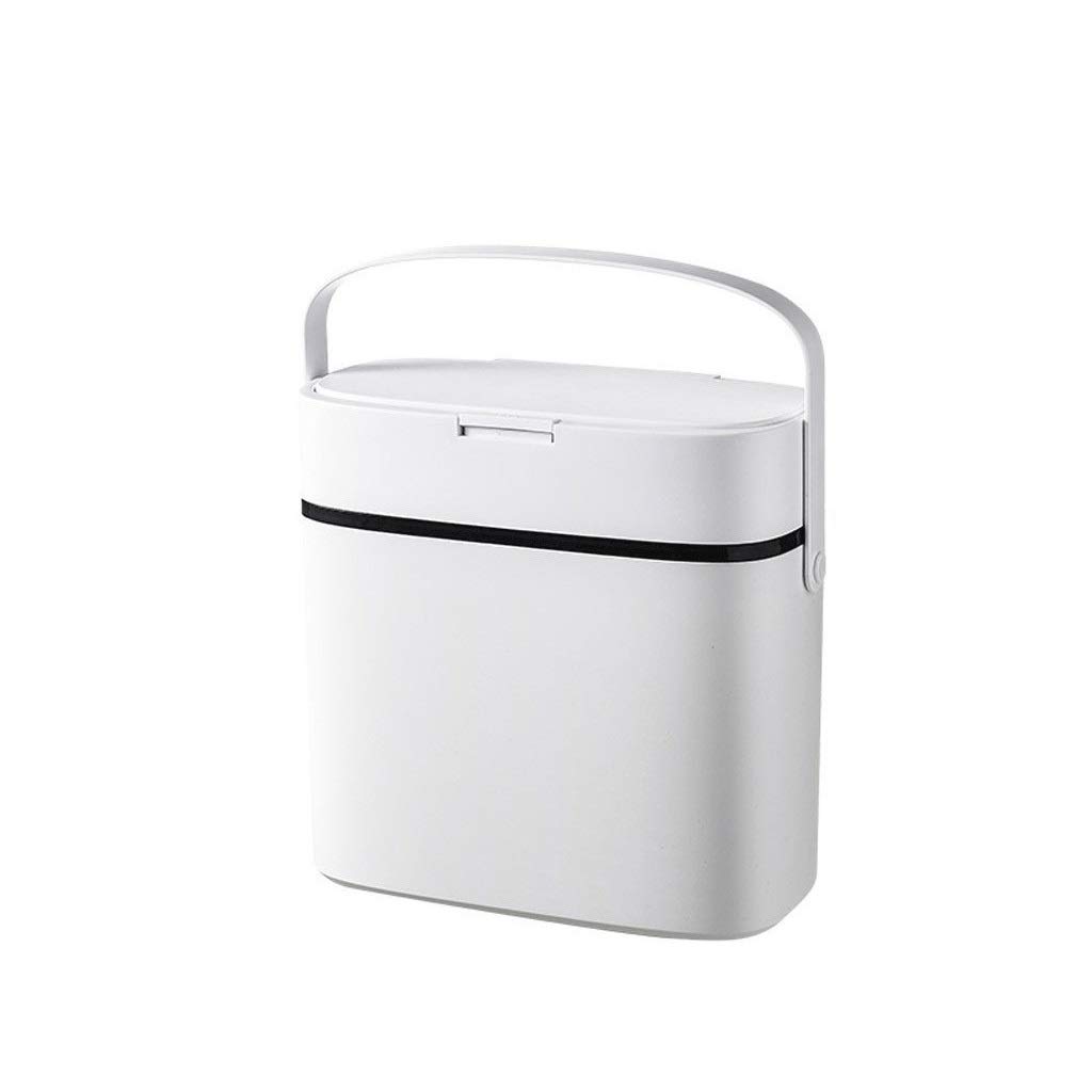 WYWY 3.1 Gallon Rectangular Trash Can with Press Type Lid - Dual Compartment Recycling Bin for Kitchen, Bathroom, Office & Home Use - Space Saving Gray Plastic Garbage Bin (Ideal for Under Sink, Pantry & Small Spaces)