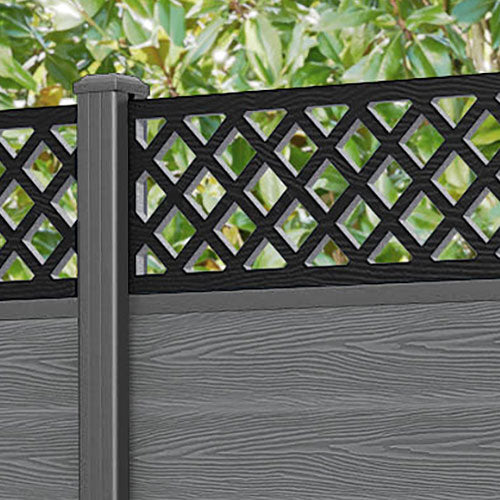 Classic Hive Fence Panel - Mid Grey Aluminum Fence with Durable Posts for Garden, Yard, and Outdoor Privacy Protection