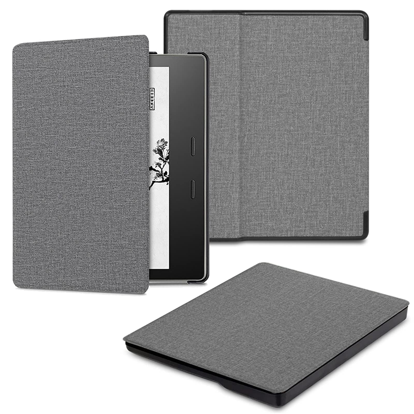 Premium Fabric Protective Case for Kindle Oasis 10th & 9th Gen (2019/2017) - Ultra Slim Cover with Auto Wake/Sleep Feature in Elegant Grey | Perfect for Reading, Travel & Daily Commute