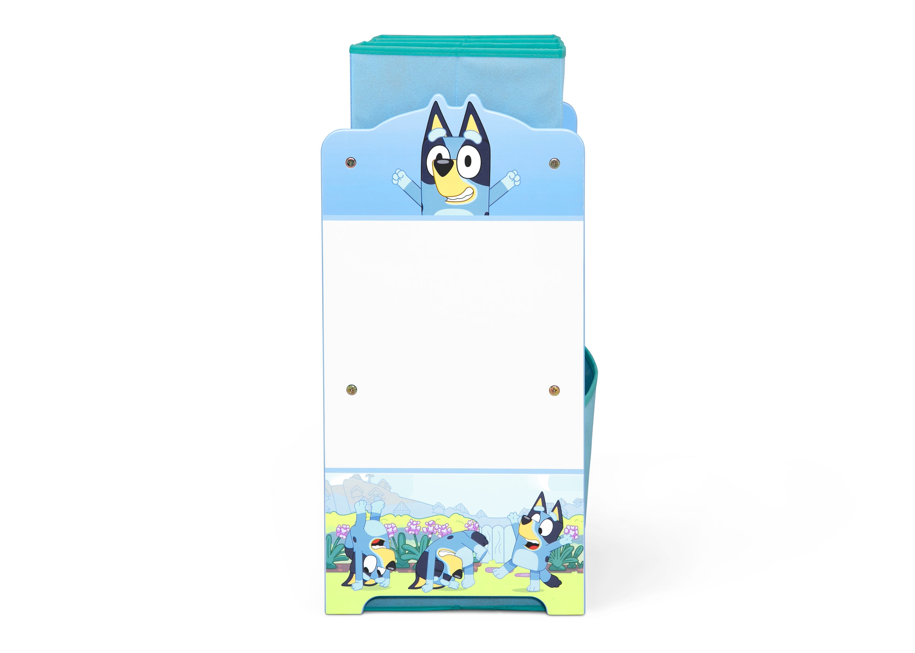 Bluey Themed 6-Bin Toy Storage Organizer for Kids - Durable Plastic Toy Box with Handles for Playroom, Bedroom, and Classroom Organization
