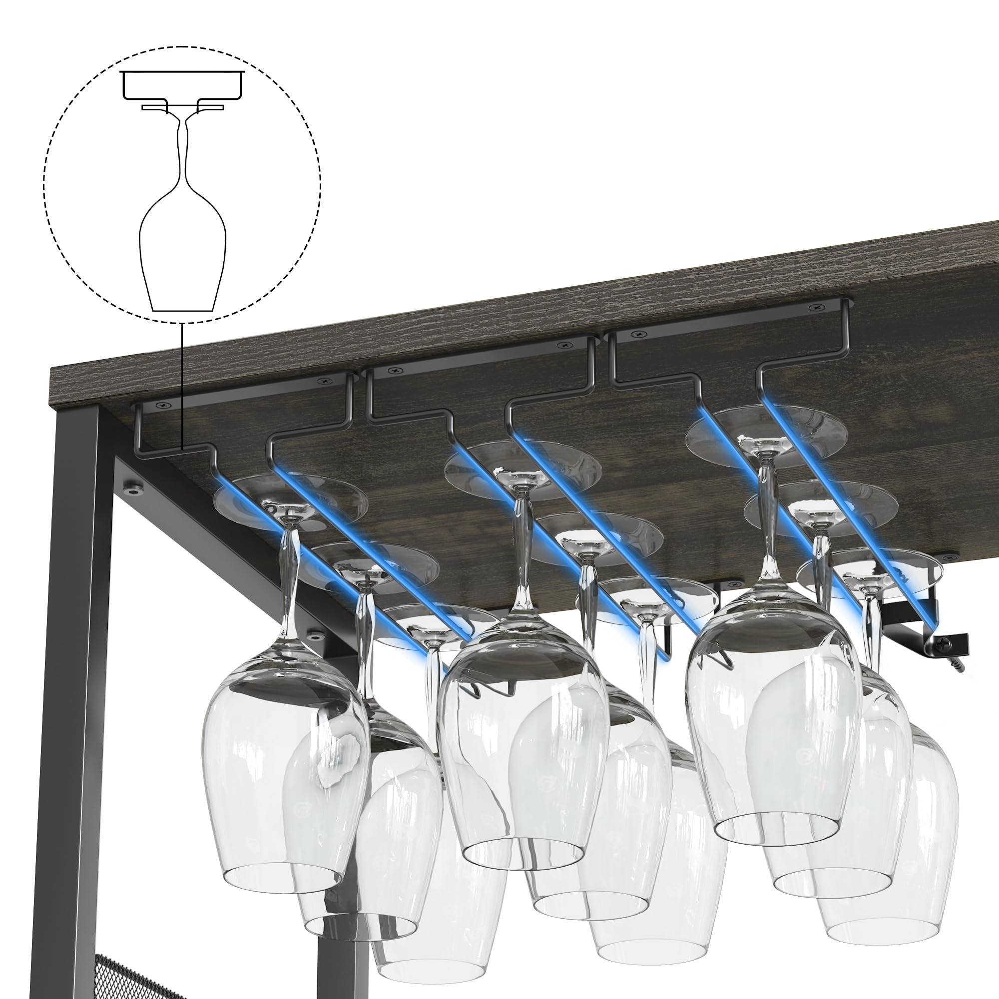 GAOMON Wine Bar Cabinet with Detachable Wine Rack - Bar Storage Cabinet with Glass Holder, Mesh Door & Drawer - Small Sideboard Buffet for Liquor, Wine Glasses & Bar Accessories - Perfect for Dining Room, Kitchen or Home Bar Setup