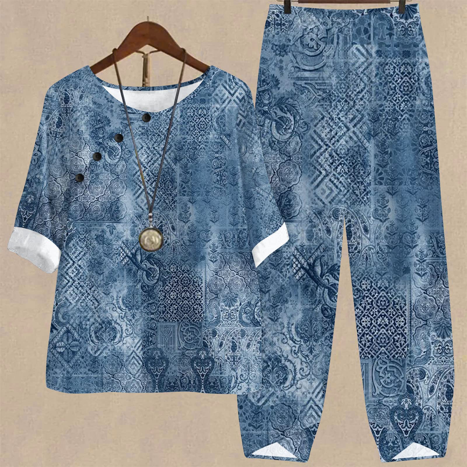 Women's 2-Piece Knit Lounge Set - Cozy Sweater & Joggers Outfit for Fall | Plus Size Blue Knitted Dress Set | Perfect for Holiday Attire, Home Relaxation & Casual Wear