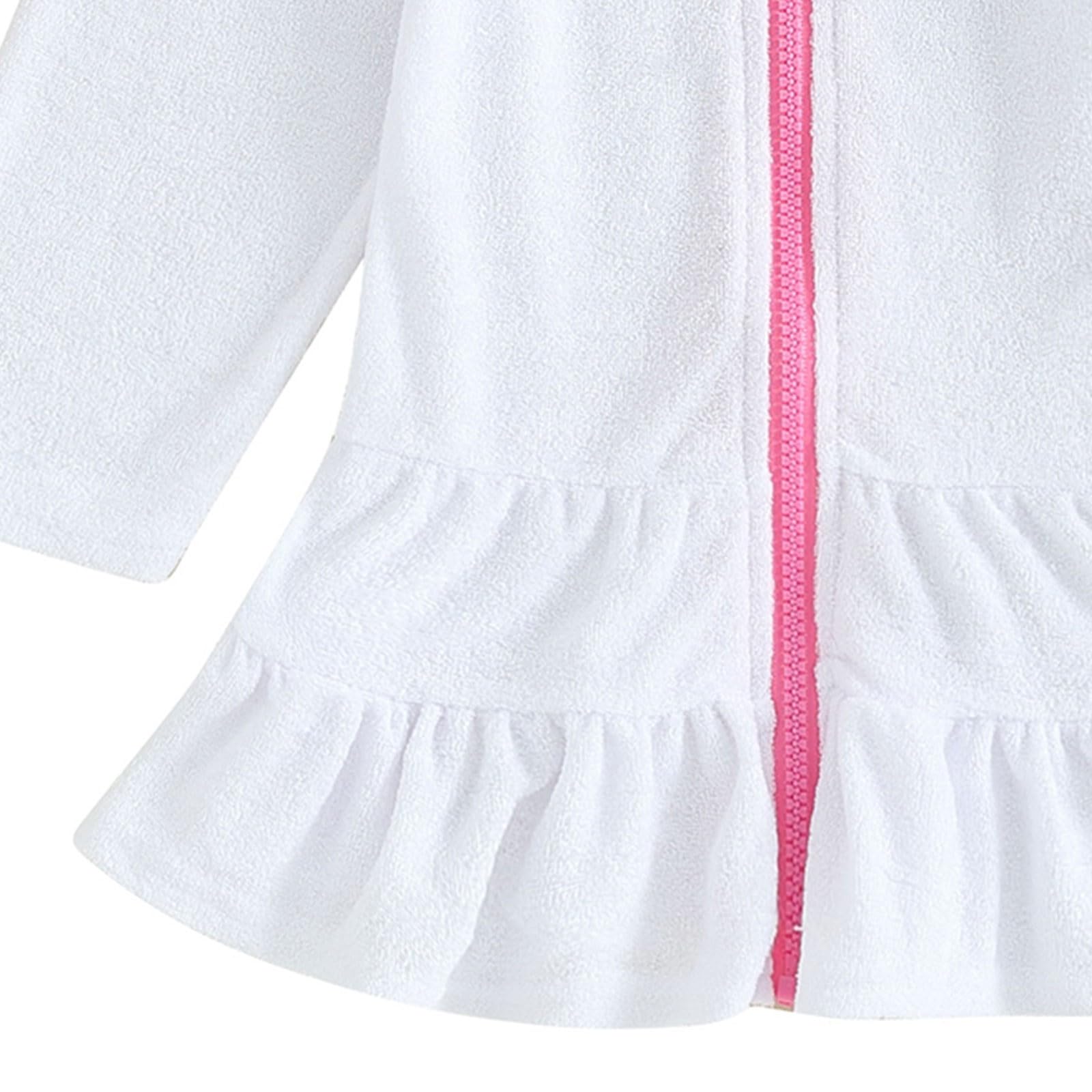 Kids Toddler Swim Cover Up - Terry Cloth Zip Up Bathing Suit Robe for Girls | Pool, Beach & Water Park Wear