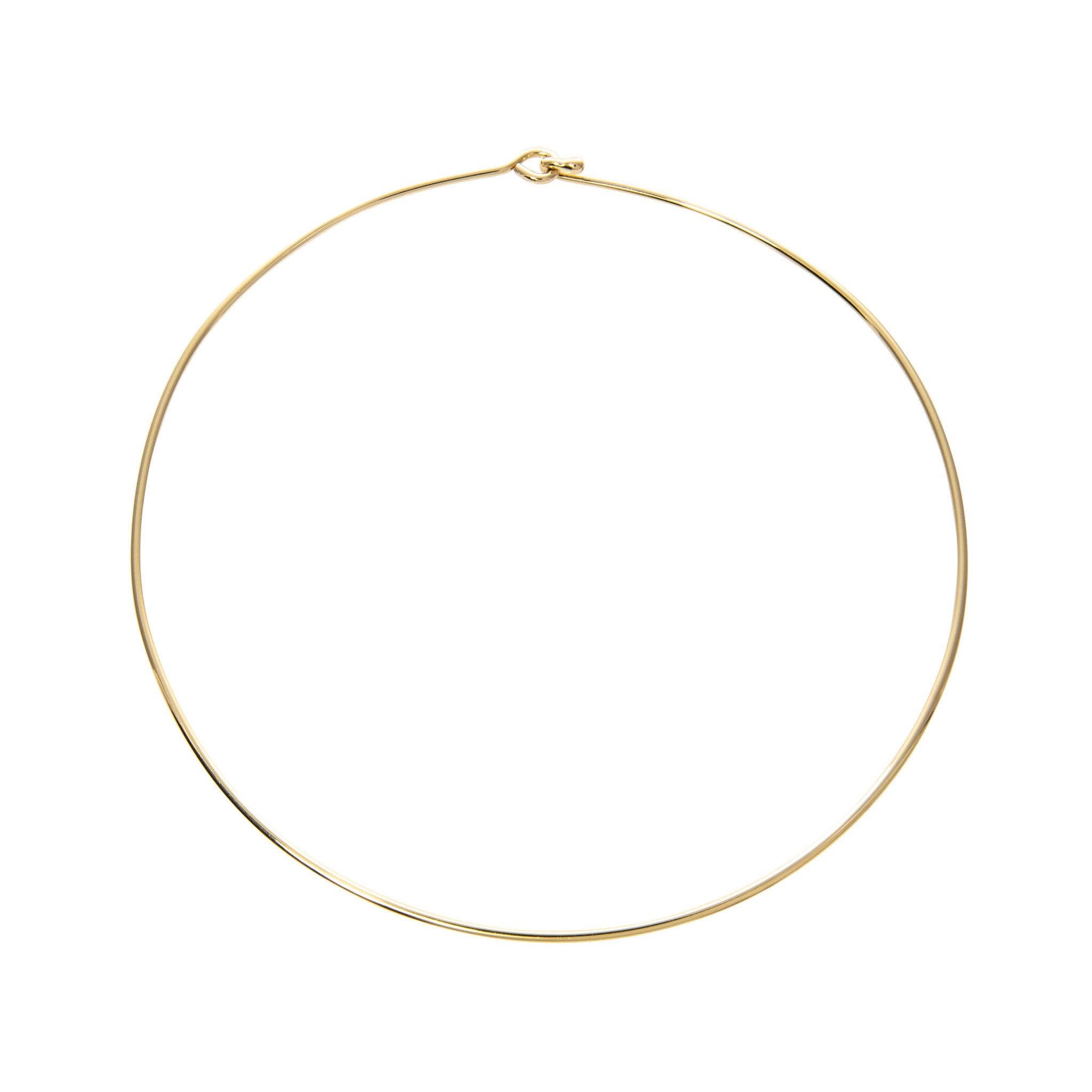 14K Yellow Gold 2mm Wire Collar Necklace for Women - Dainty Minimalist Fine Jewelry - Perfect for Everyday Wear, Date Nights & Special Occasions