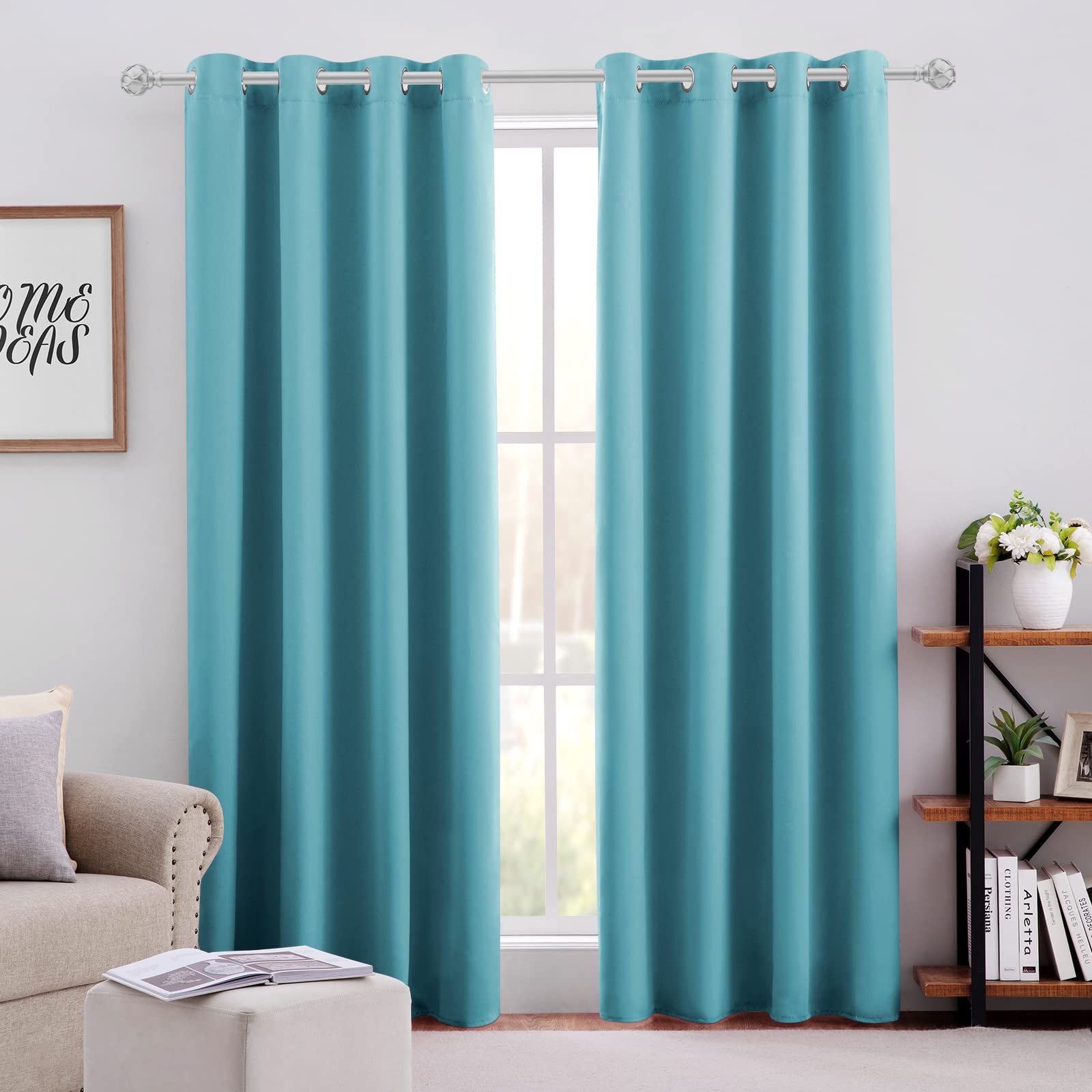 Premium Teal Blue Blackout Curtains for Bedroom - 52x84 Inch Long Thermal Insulated Room Darkening Drapes with Grommets (Set of 2 Panels) | Soundproof Window Curtains for Living Room, Nursery & Home Theater | Blocks Light & Noise for Better Sleep