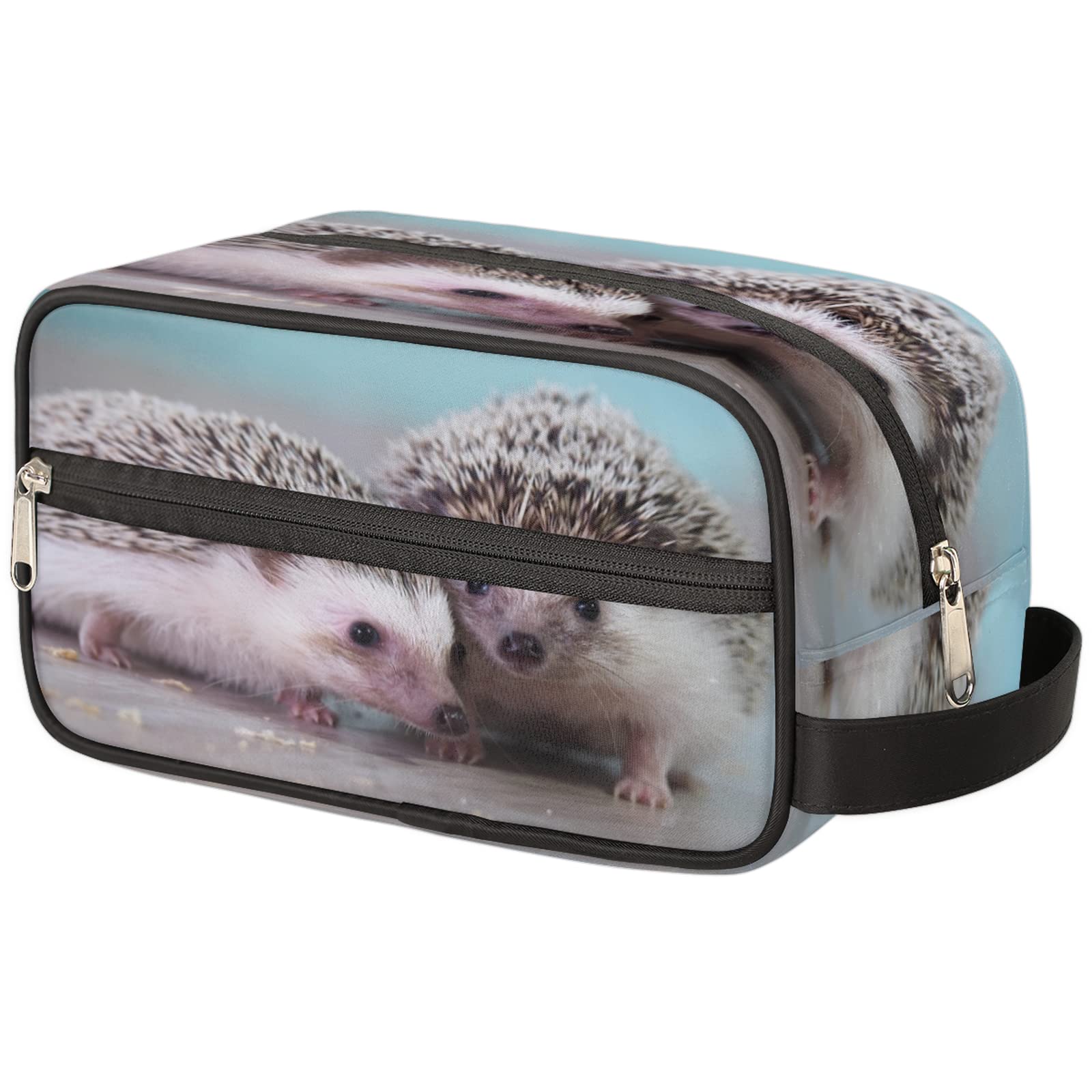 Waterproof Lightweight Travel Toiletry Bag for Women & Men - Large Capacity Cosmetic Organizer, Makeup & Shaving Dopp Kit with Cute Hedgehog Design - Perfect for Vacation, Gym, Camping & Business Trips