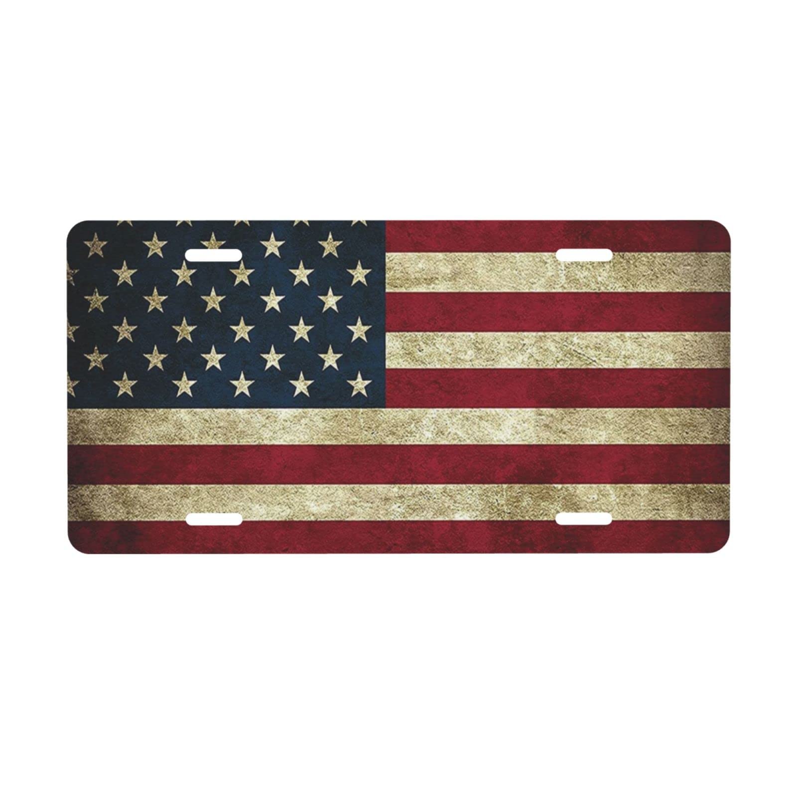 Rustic USA Flag License Plate - Novelty Car Tag for Auto, Van & Truck - Patriotic American Gift for Men & Women - Perfect for 4th of July, Memorial Day & Car Shows