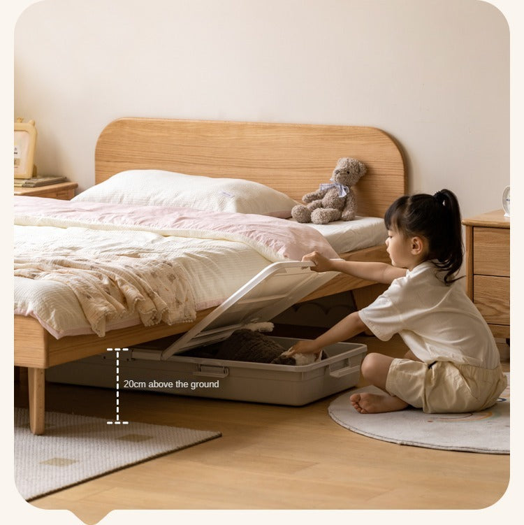 Solid Oak Wood Kids Bed - Sturdy & Safe Toddler Bed Frame for Boys & Girls - Perfect for Nursery, Bedroom, or Playroom