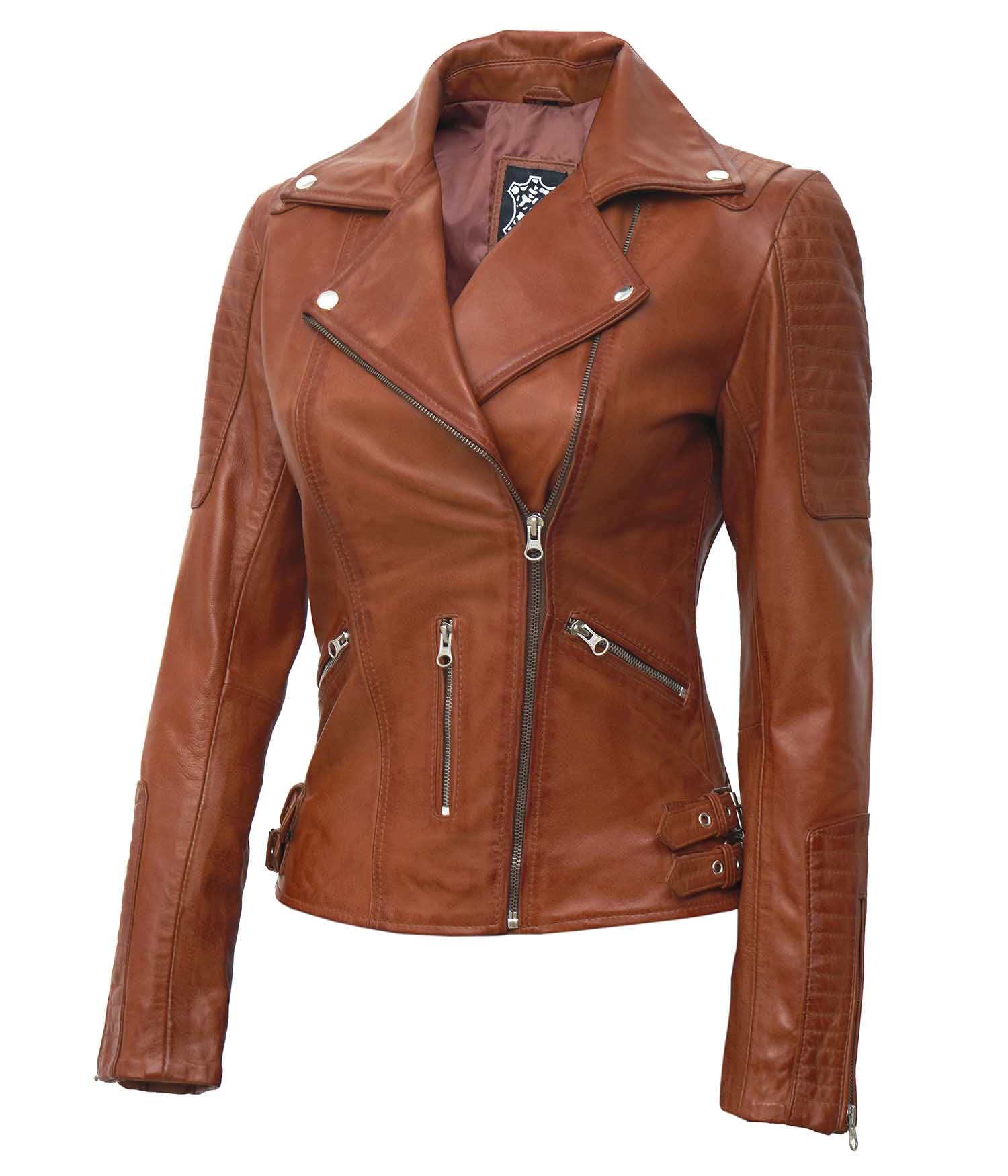 Asymmetrical Women's Real Lambskin Leather Jacket - Stylish Outerwear for Casual Outings & Evening Events