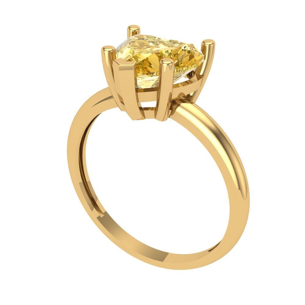 2.0ct Heart Cut Canary Yellow Simulated Diamond Ring in 14k Gold for Engagement & Anniversary