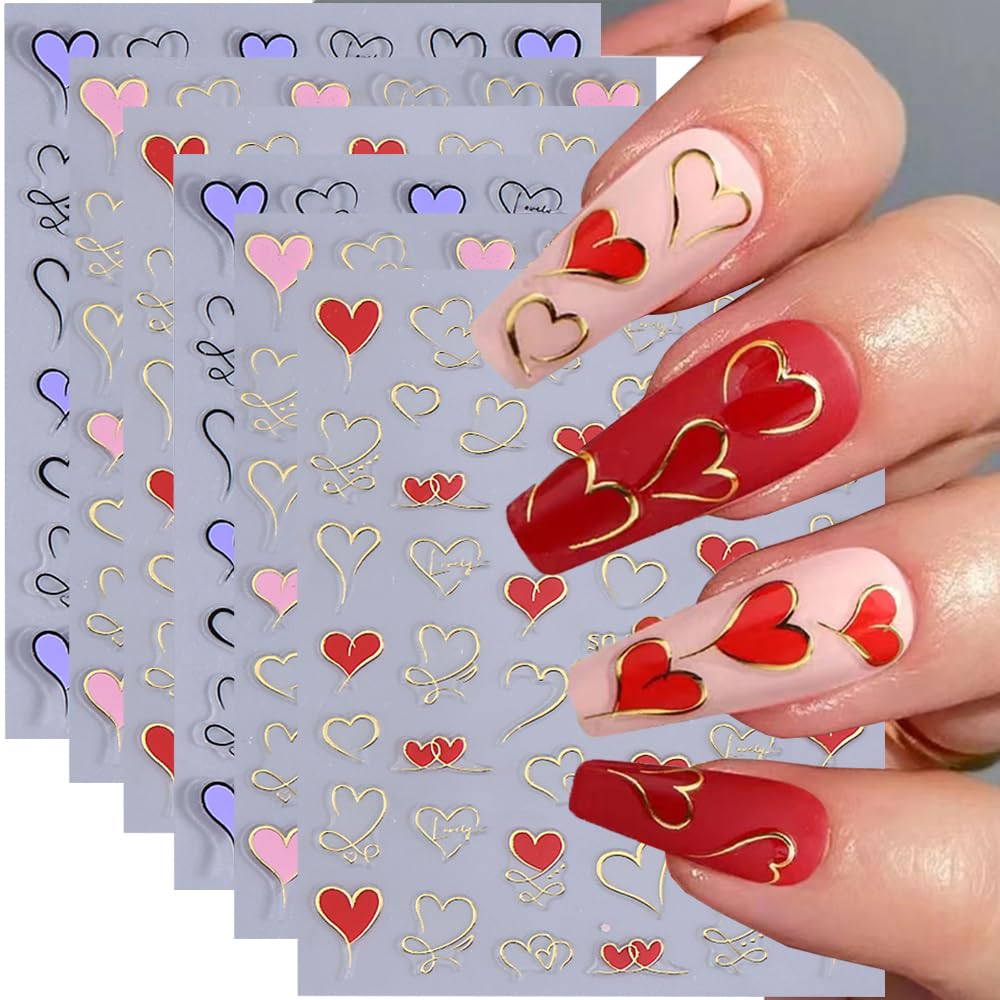 3D Heart Nail Stickers - Valentine's Day Manicure Decor for Nail Art