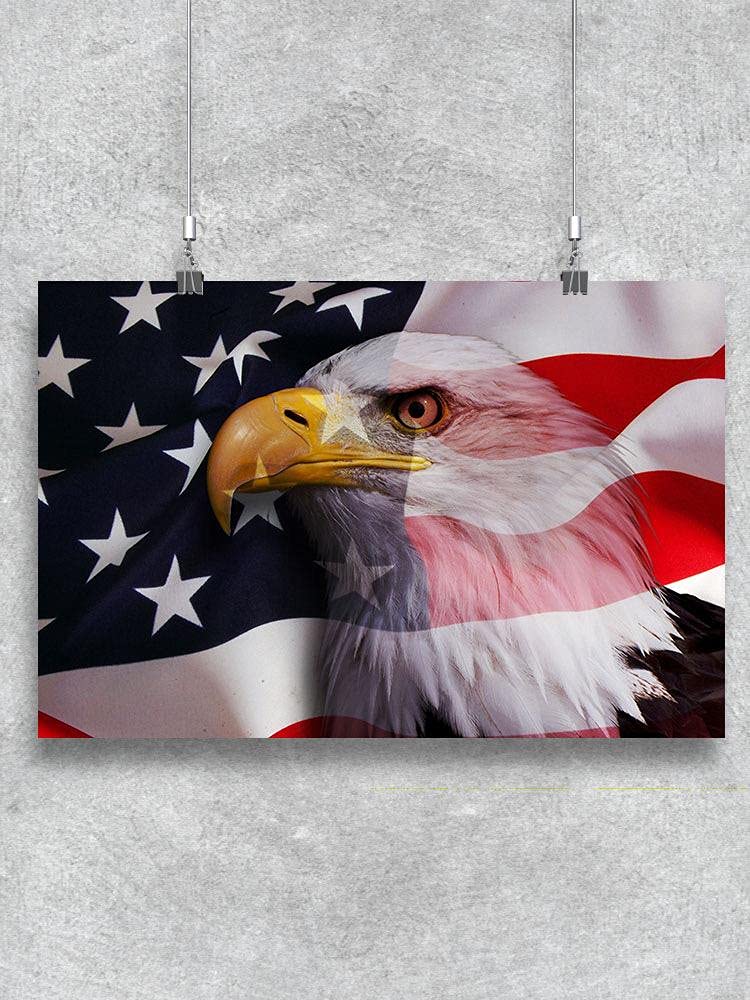 Patriotic Bald Eagle on USA Flag Poster - Vintage American Wall Art Decor for Home, Office & Man Cave | Perfect for Independence Day & Memorial Day