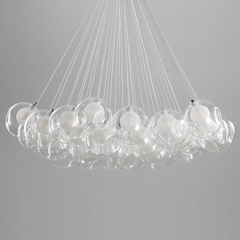 Luxury Bilayer Glass Bubble Chandelier - 37 Heads Modern Ceiling Pendant Light for Living Room, Dining Room, Staircase, Hotel & Parlor - Elegant Soap Bubble Design Fixture for Home Decor and Commercial Spaces