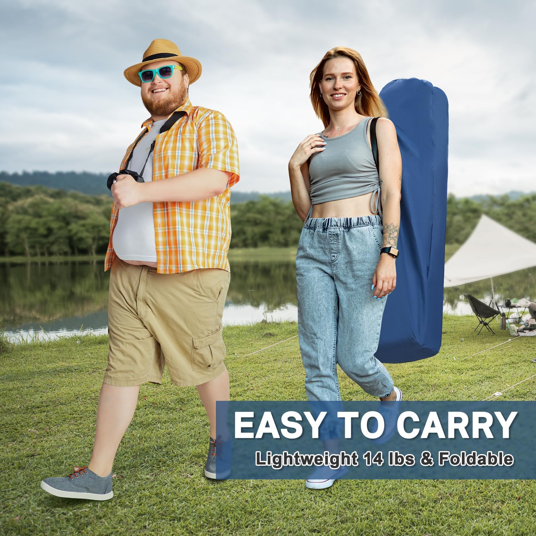 MENOLY Oversized Folding Camping Chair with Cooler Bag - Heavy Duty 500lbs Capacity Portable Chair for Adults - Side Pockets & Cup Holder - Perfect for Camping, Beach, Fishing, Backyard & Outdoor Events