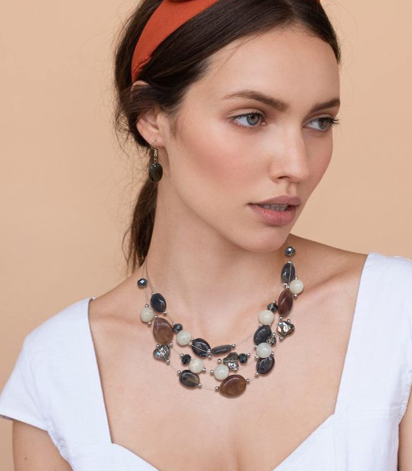 Chunky Beaded Necklace Set for Women - Colorful Layered Statement Jewelry Gift for Her, Perfect for Parties & Date Nights