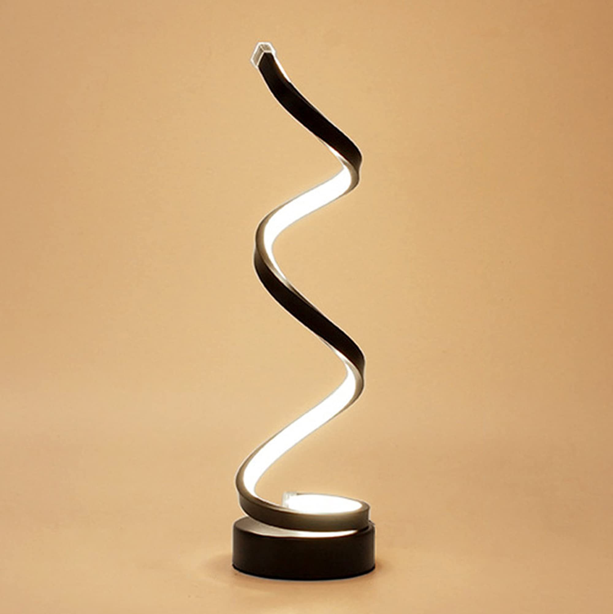 Modern Spiral LED Table Lamp - Eye Protection Reading Light for Bedroom, Living Room, Office & Restaurant | Creative Curved Nightstand Desk Lamp with Soft Lighting for Cozy Nighttime Reading & Relaxation
