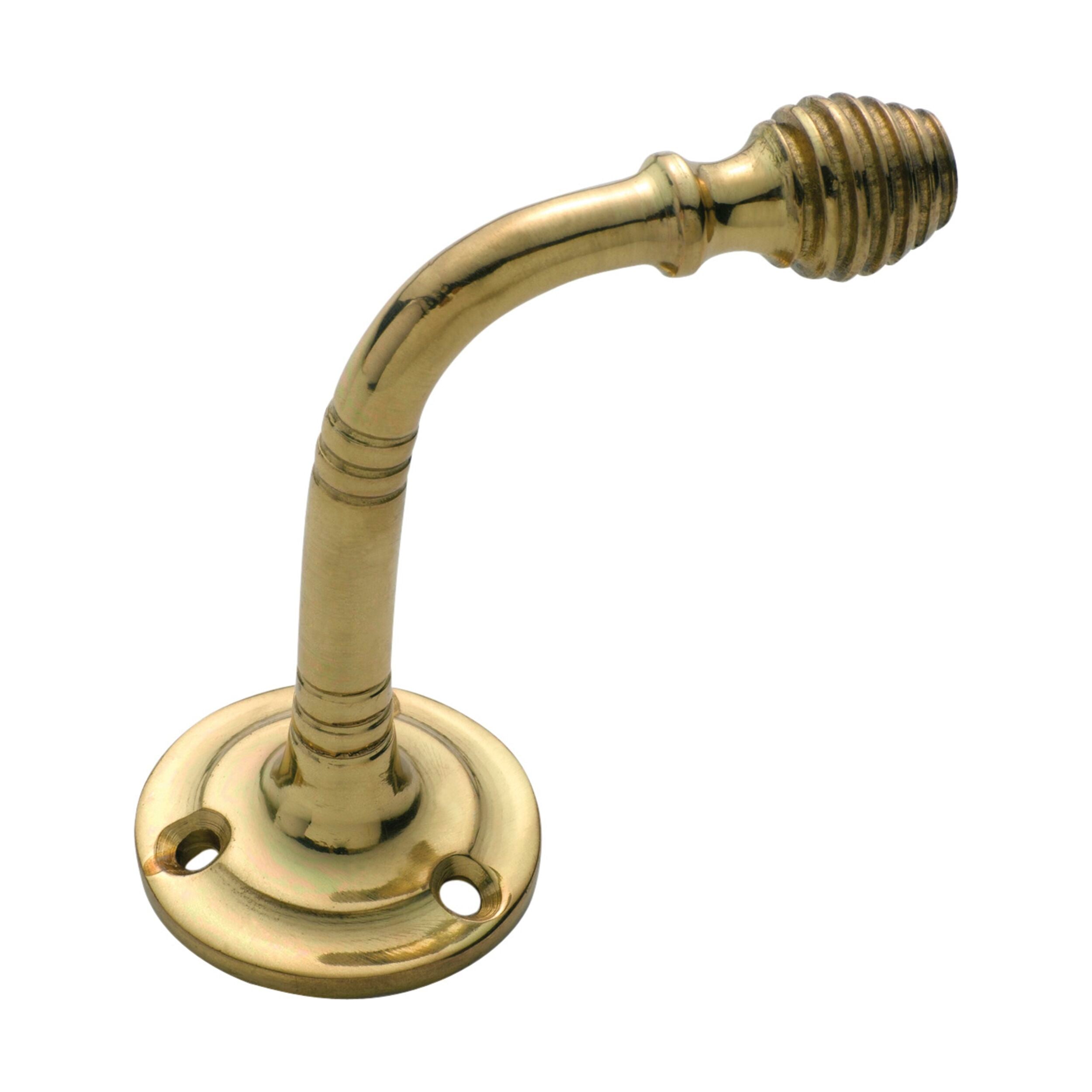 3905 Reeded Polished Brass Curtain Tie Back Hook - 40mm Height x 75mm Projection - Elegant Window Drapery Holder for Living Room, Bedroom & Home Decor