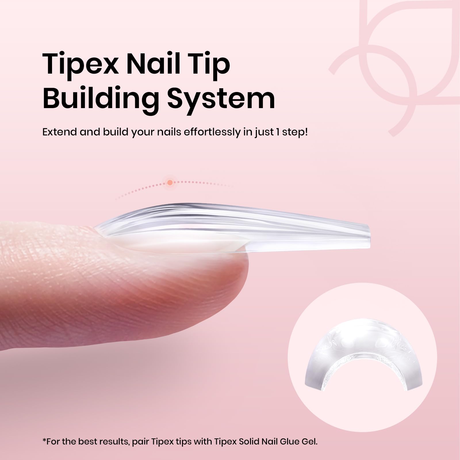 Beetles Tipex Instant Apex Nail Tips - 480Pcs Pre-Built & Pre-Etched Gel Nail Extensions | Durable Thick Clear Acrylic Full Cover Long Coffin Fake Nails for Flat Nails | Perfect for Salon, DIY Manicures & Nail Art Designs