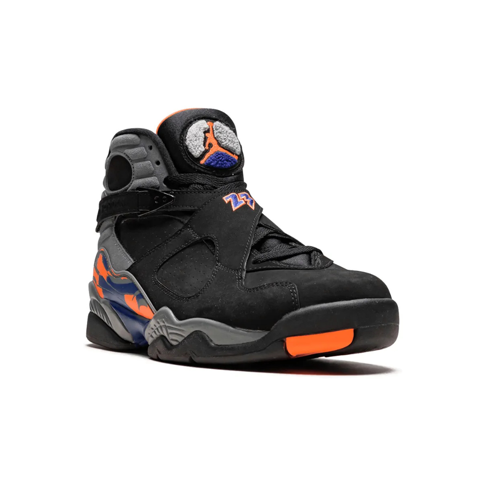 Air Jordan 8 Retro Men's Basketball Shoes - Black/Bright Citrus/Cool Grey/Deep Royal Blue - Phoenix Suns Colorway | Perfect for NBA Games, Streetwear & Sneaker Collectors