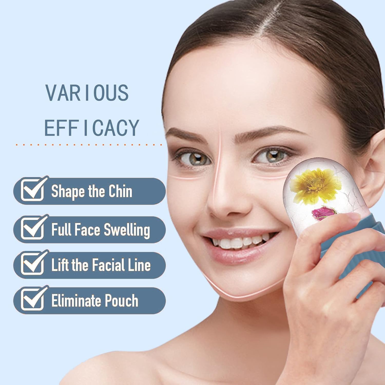 GELATO BEAUTY Ice Face Roller Massager - Cooling Ice Cube Roller for Face, Eyes & Neck Care | Reduces Puffiness, Dark Circles & Migraine Pain | Reusable Silicone Facial Massager for Skincare & Relaxation at Home or Spa