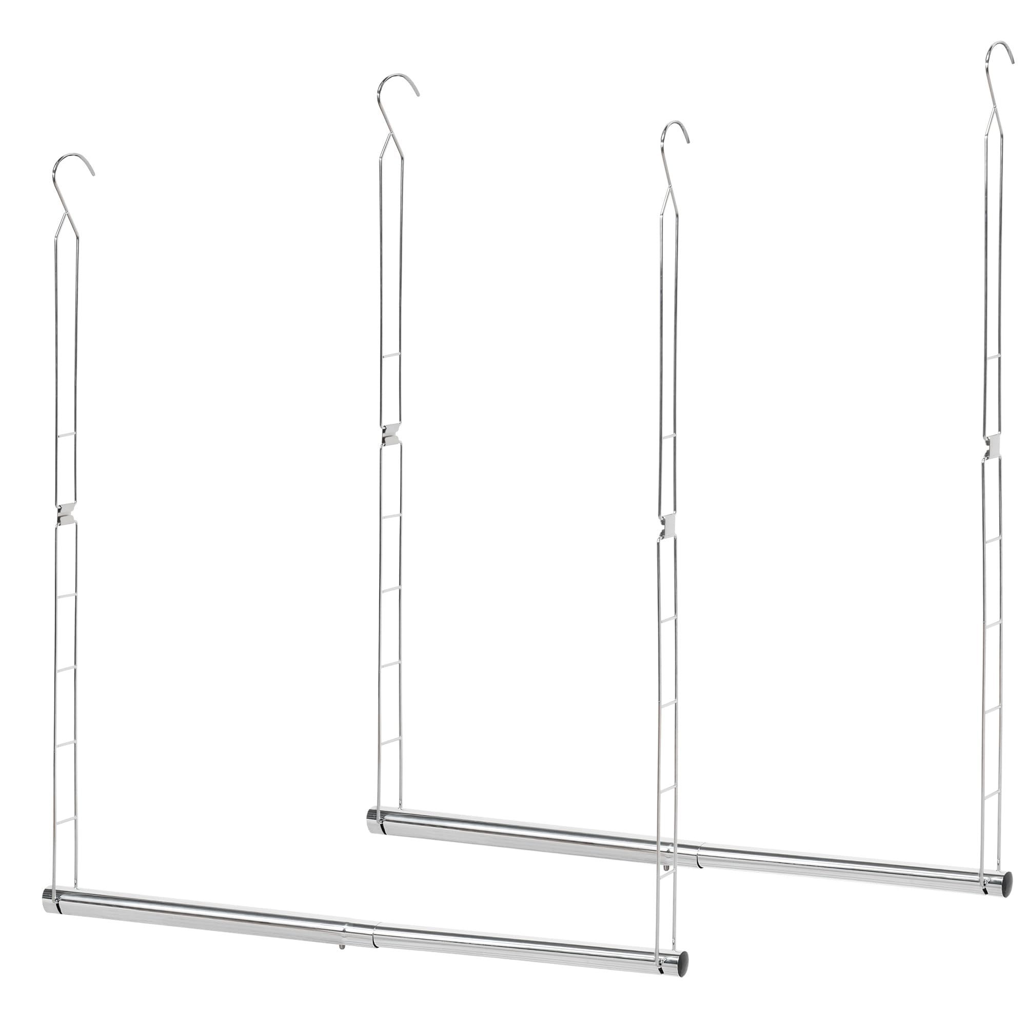 STORAGE MANIAC Adjustable Hanging Closet Organizer - Space Saving Double Rod Extender for Clothes (2 Pack, Chrome) - Perfect for Small Closets, Dorm Rooms & Apartment Storage Solutions
