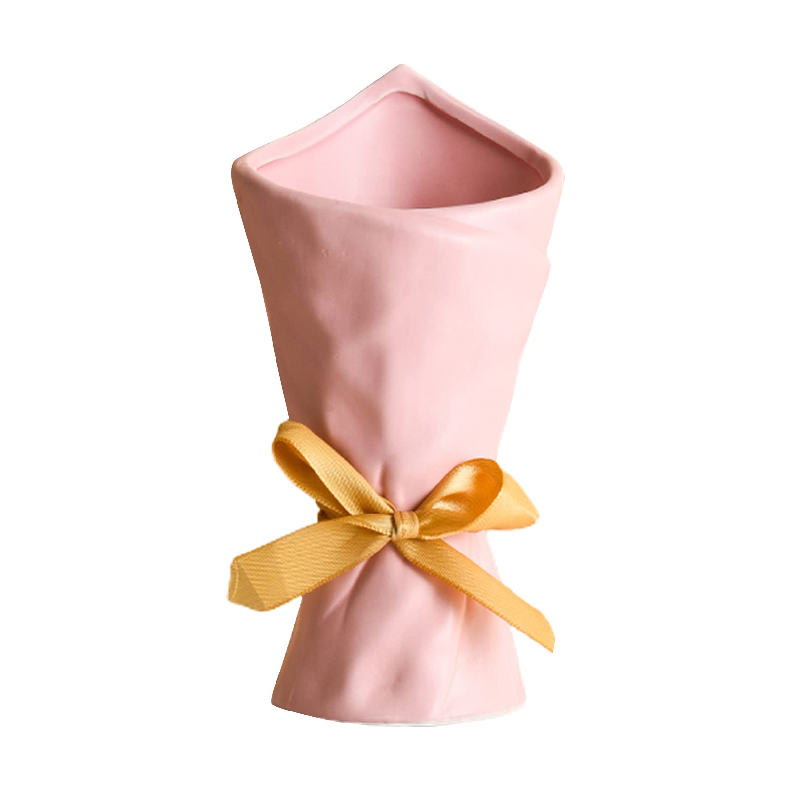 BHSHUXI Modern Ribbed Ceramic Vase - Small Decorative Tabletop Centerpiece for Flowers, Home Décor, Wedding & Office Decorations