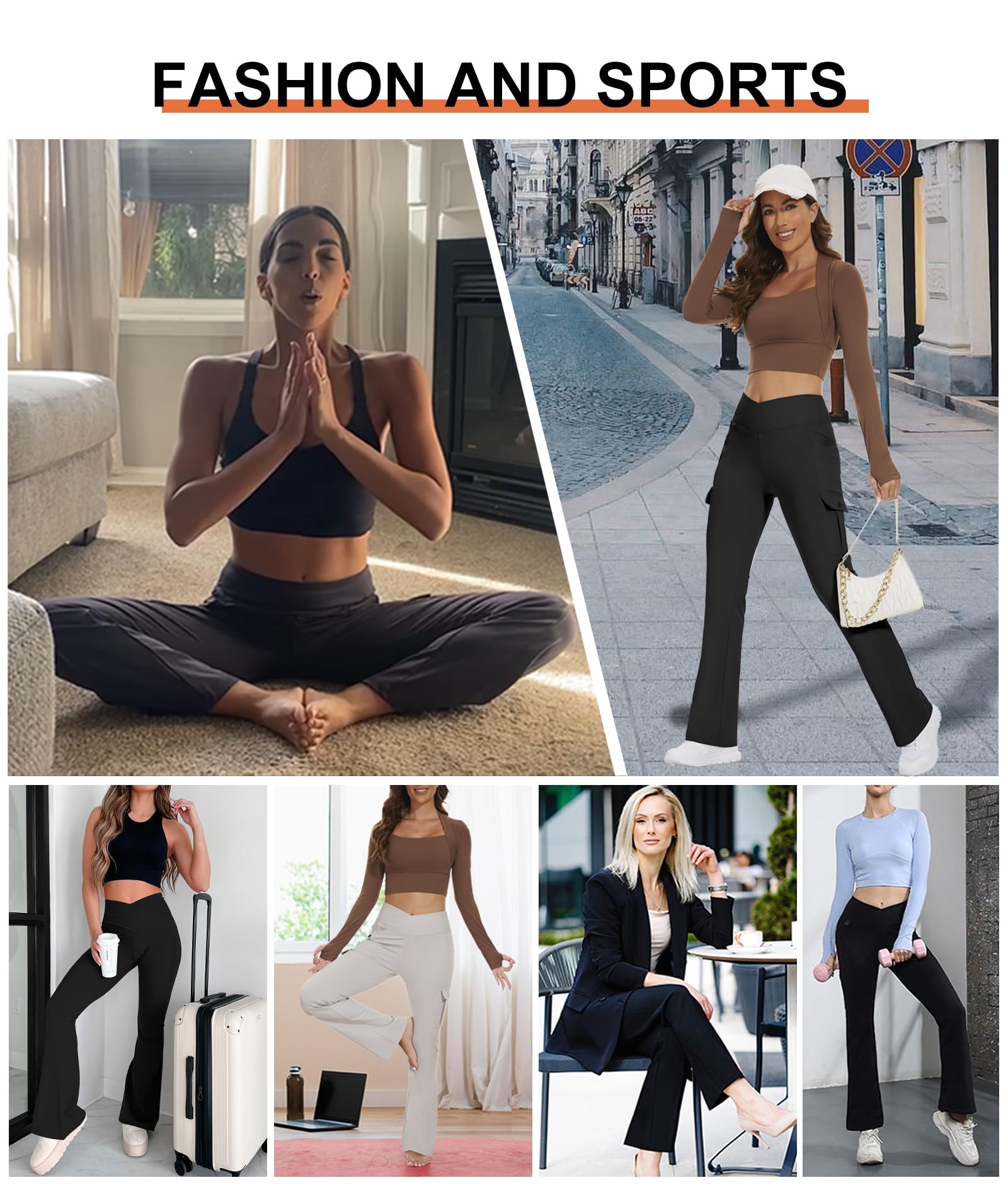 Women's Flare Leggings - High Waist Yoga Pants with Tummy Control, Crossover Bootcut Design & 5 Functional Pockets for Workout, Running & Casual Wear