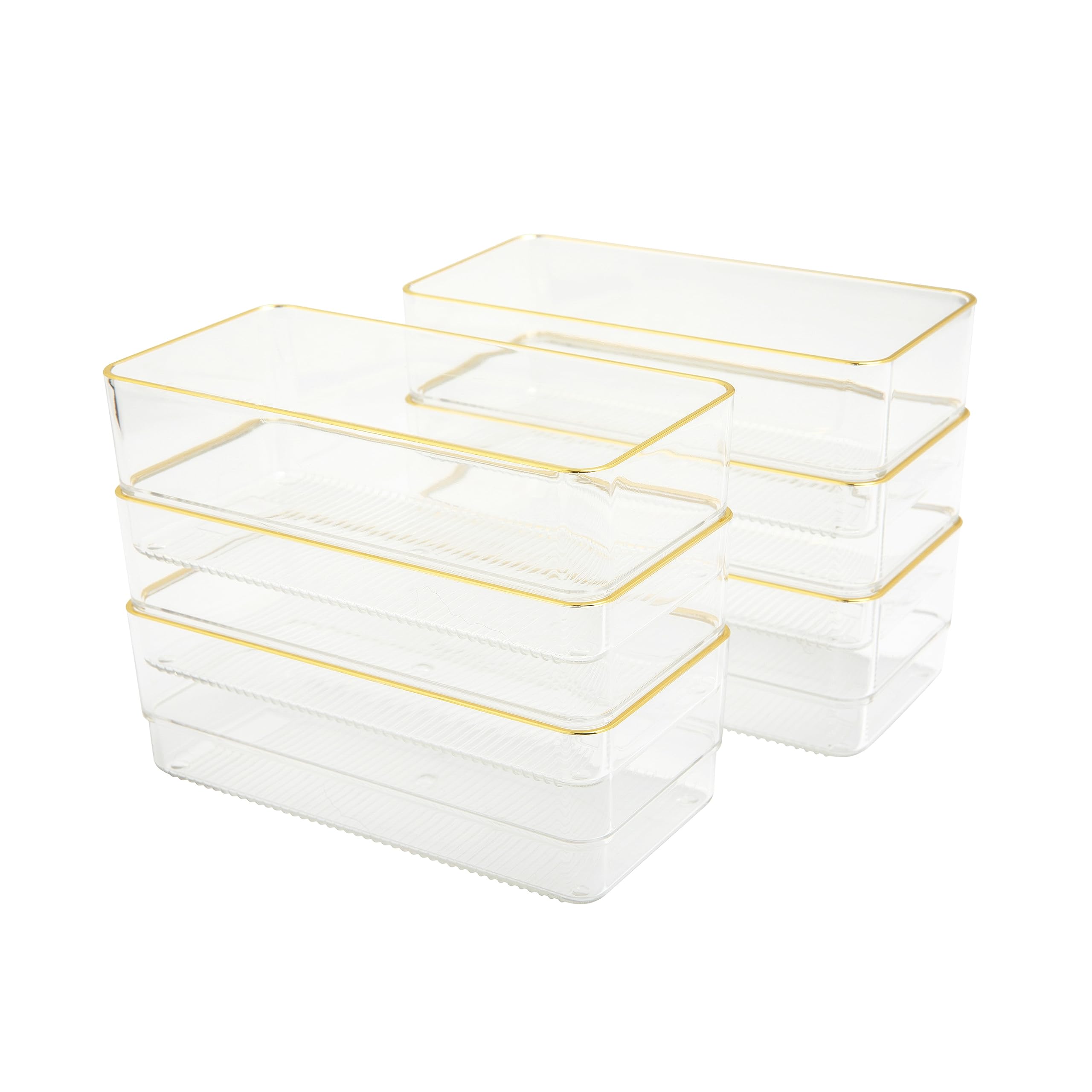 Martha Stewart Kerry Plastic Stackable Office Desk Drawer Organizers, 6