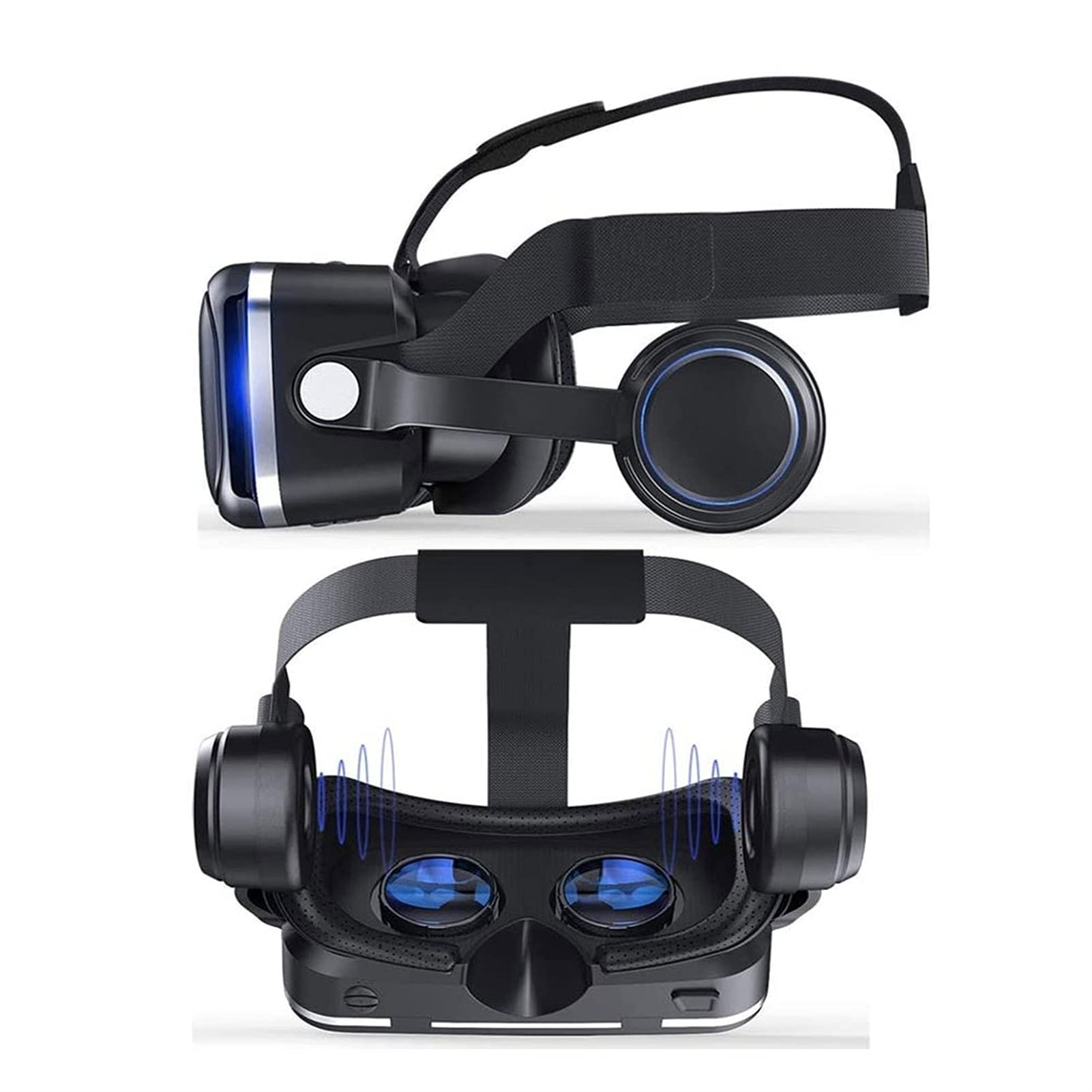 Universal VR Headset for iOS & Android Phones - 3D Virtual Reality Goggles with Soft Comfortable Design - Play 360° Videos & Mobile Games - Perfect for Gaming, Movies & Virtual Travel (Color: Black)