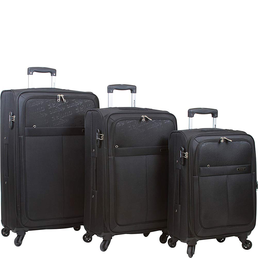 Dejuno Tuscany Lightweight Spinner Luggage Set - 3-Piece Black Carry-On Suitcase for Travel, Business Trips & Vacations | Durable Hardshell Spinner Wheels & TSA Lock