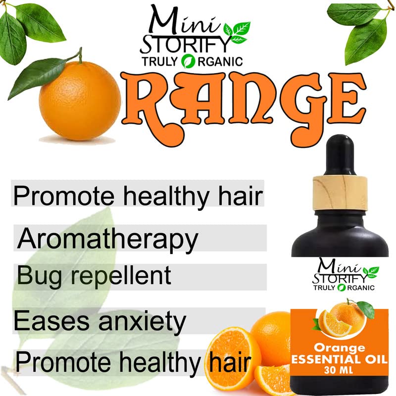 Organic Orange Essential Oil for Skin & Hair - Hydrates Dry Skin, Treats Acne, Nourishes Hair | 100% Pure, Natural, Undiluted | Aromatherapy & Diffuser Use | Perfect for Spa, Massage & Relaxation - 30ml (1 Pack)