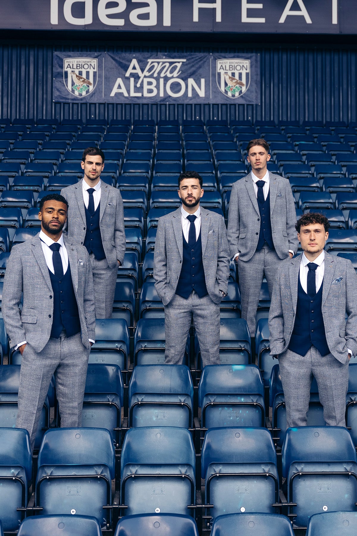 Official West Bromwich Albion F.C. Club Suit | KRIS Tweed Suit With Kelvin Navy Waistcoat - Perfect for Match Days, Weddings & Formal Events