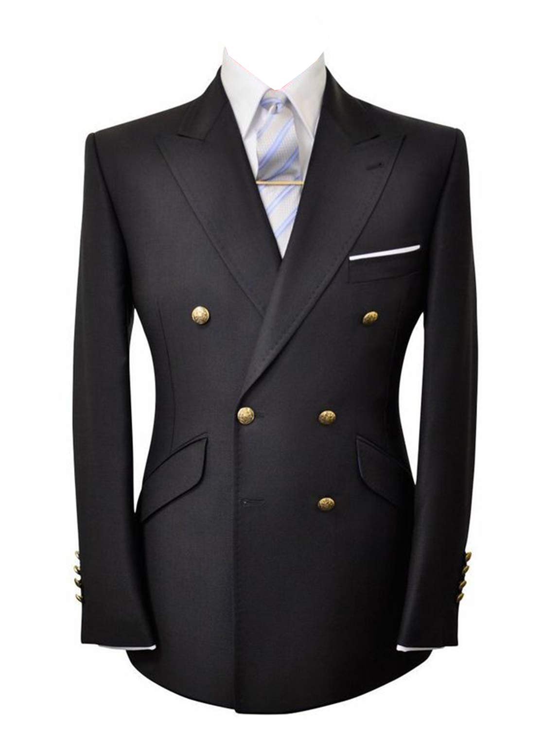 QZI Men's Slim Fit Double Breasted Blazer - Business & Casual Suit Jacket for Office & Events