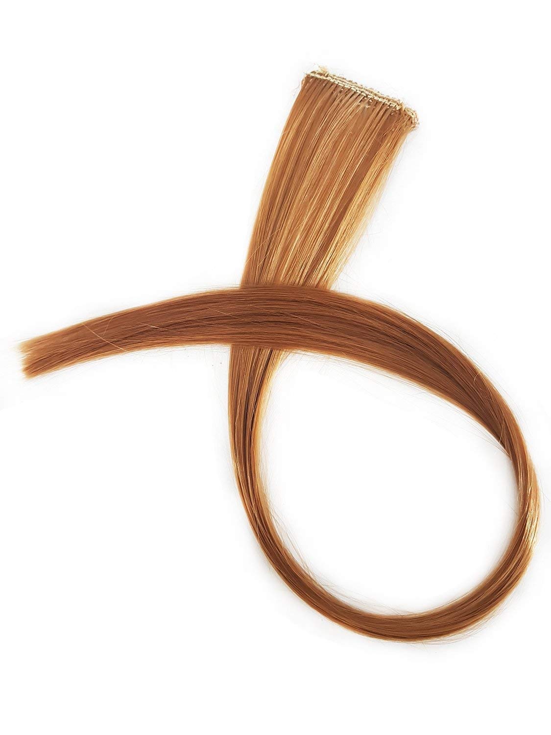 Verbier Set of 2 Colored Hair Extensions - Light Brown Synthetic Hair Streaks for Women & Girls | Straight Clip-In Highlights for Parties, Cosplay & Daily Styling