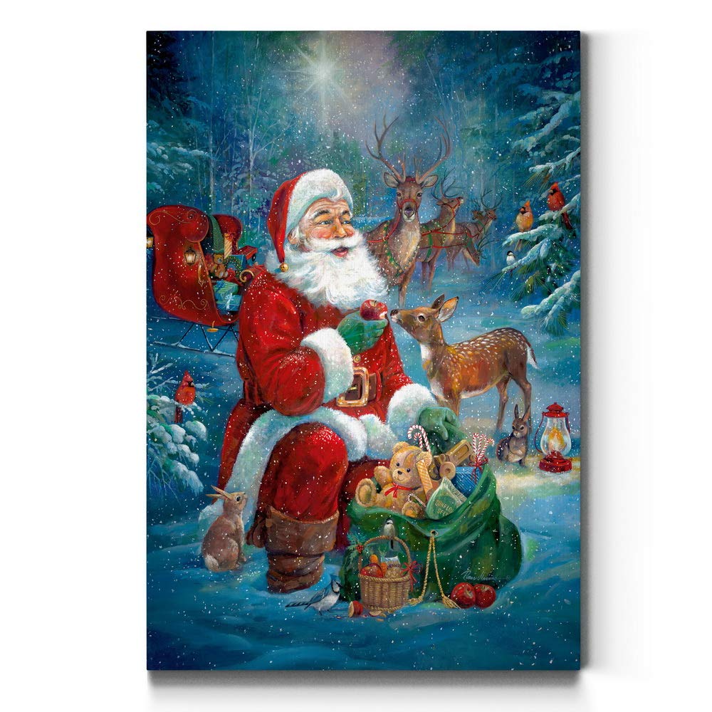 Santa's Pit Stop Wall Art - Premium Gallery Wrapped Canvas Decor with Red Cardinal & Reindeer | Festive Christmas & Winter Home Decorations | Ready to Hang 32x48 Inches | Made in USA | Perfect for Living Room, Bedroom or Holiday Office Decor