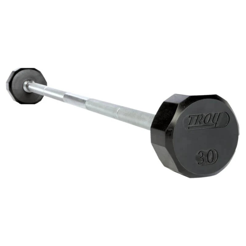 TROY COMMPAC TSBR110 20lbs-110lbs 12-Sided Rubber Olympic Barbell Set with Storage Rack - Perfect for Home Gym, Weight Training & Strength Workouts