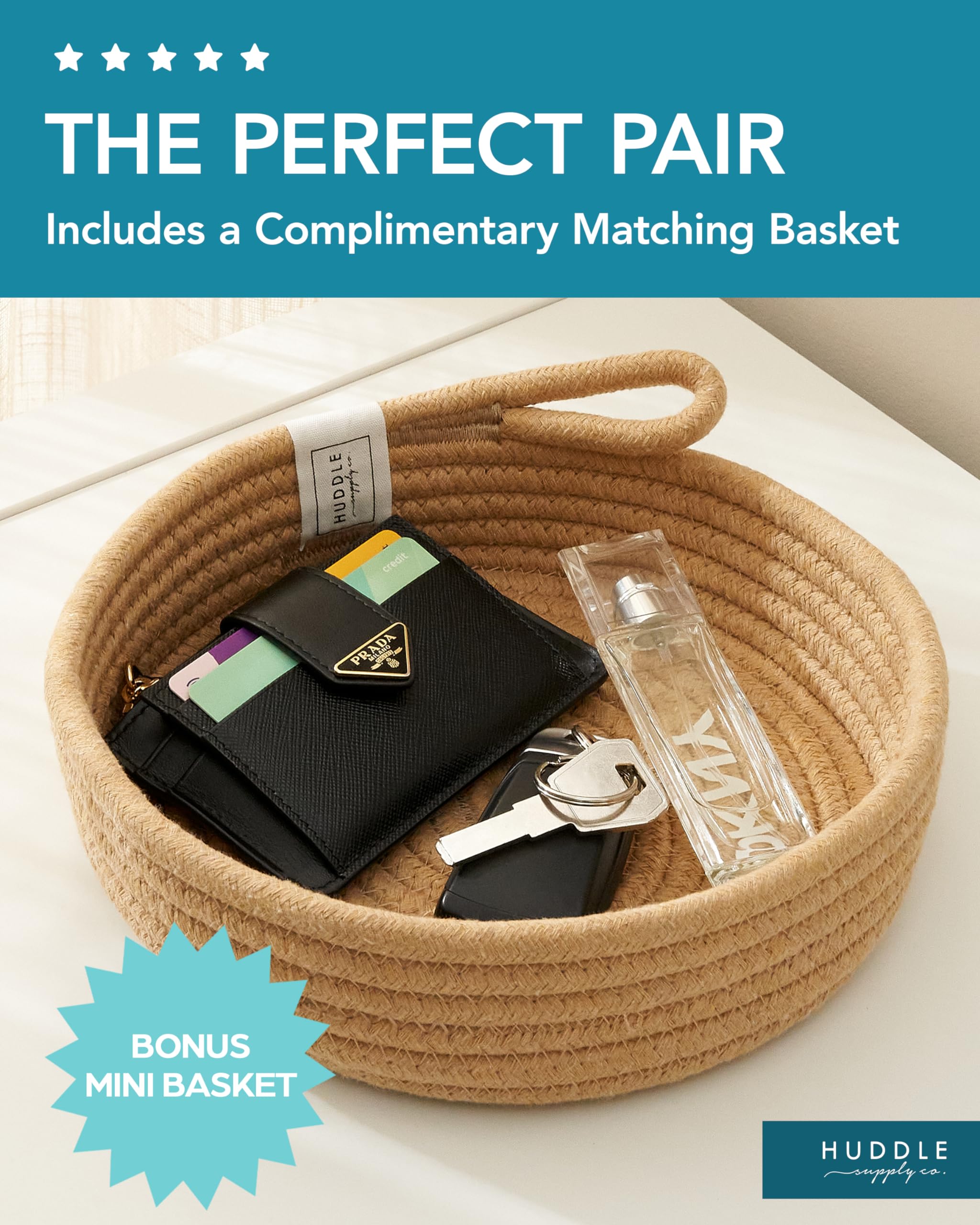 Extra Large Washable Woven Rope Storage Basket Set - 24
