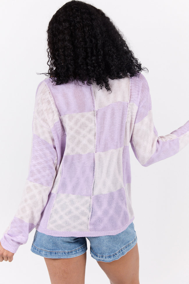 Stylish Purple Checkered Sweater for Women | Soft Knit Pullover | Perfect for Fall & Winter Fashion | Office Wear & Casual Outfits