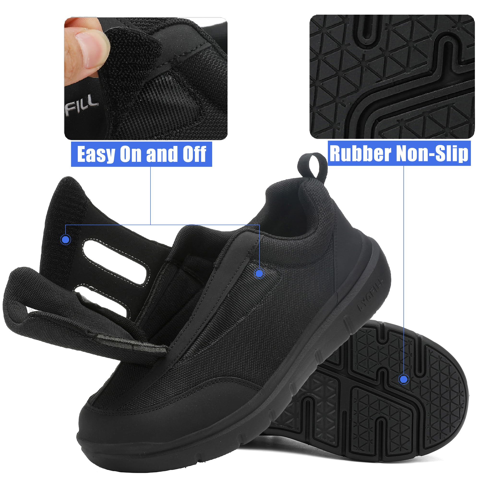 **Men's Extra Wide Width Slip-On Loafers – Wide Toe Box Walking Shoes for Swollen Feet & Diabetic Comfort – Lace-Free Adjustable Sneakers with Arch Support for Pain Relief – Ideal for Daily Walking, Travel & Work**