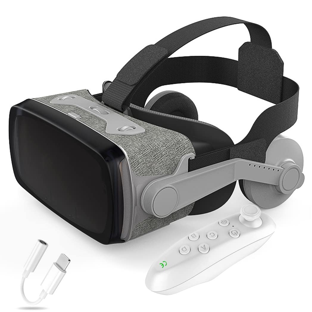 3D VR Headset with Bluetooth Controller - Compatible with iPhone 13 Pro Max/13 Pro/13/12/11, Samsung Galaxy S21, Huawei & Xiaomi Series - Immersive Gaming & Virtual Reality Experience for Movies, Travel & Education (Color: F, Size: iOS)