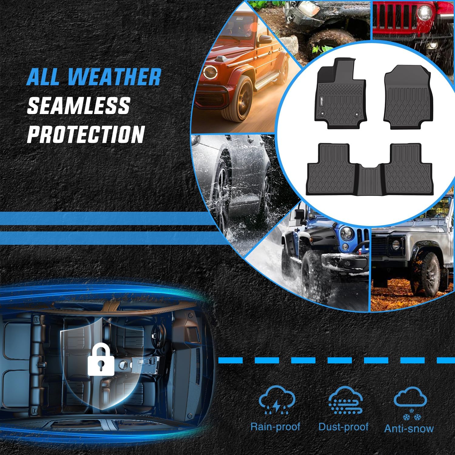 Premium TPE Floor Mats for Toyota RAV4 (2019-2025) - All-Weather Protection, Custom Fit Car Floor Liners for SUV - Perfect for Road Trips, Daily Commute & Off-Road Adventures