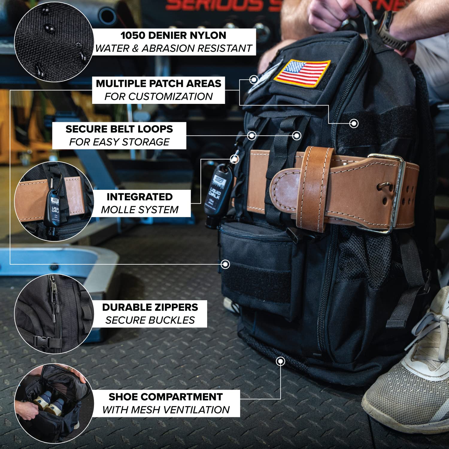Serious Steel Fitness Tactical Backpack & Gym Bag - 1000D Nylon Durable Military Backpack for Men - Perfect for Workout, Hiking, Travel & Everyday Use