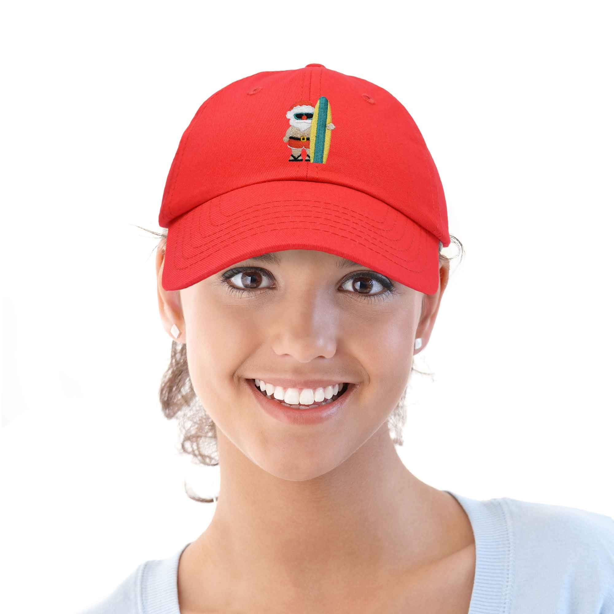 DALIX Embroidered Christmas Surfing Santa Baseball Cap - Funny Holiday Hat for Surfers, Beach Lovers & Christmas Gifts