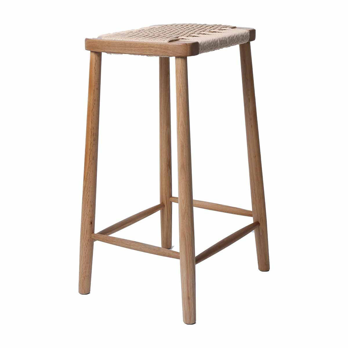 Fitzroy Rattan Bar Stool - Natural Wicker Counter Height Stool with Cushion - Perfect for Kitchen Island, Breakfast Nook & Outdoor Patio Seating