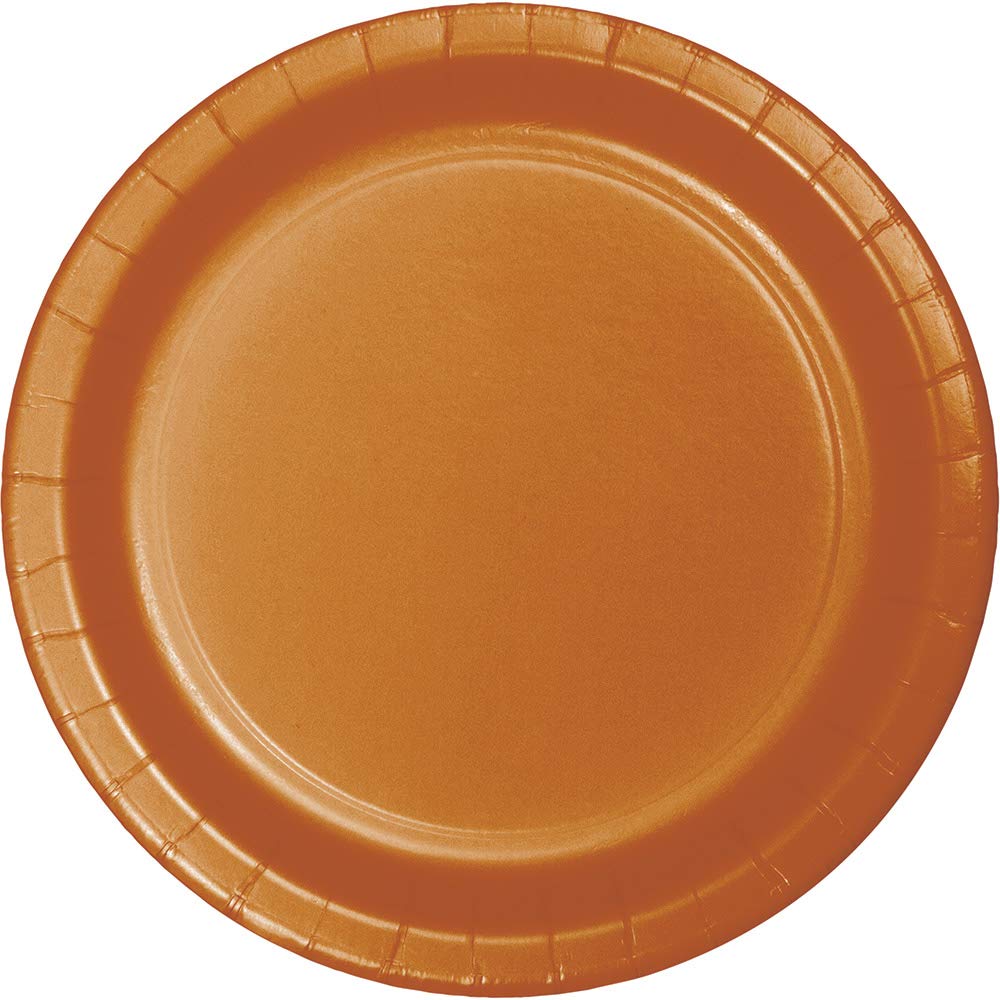 240 Gold Pumpkin Spice Disposable Plates 8.8 Inch - Elegant Luncheon & Party Dinnerware for Thanksgiving, Halloween, Fall Weddings and Seasonal Celebrations